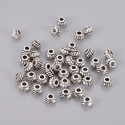 Perles de séparateur de style tibétain , Sans cadmium & sans nickel & sans plomb, rondelle, argent antique, 6x4mm, Trou: 2mm