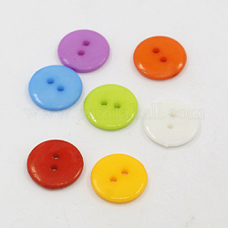 Акриловые кнопки, 2-луночное, окрашенные, плоско-круглые, разноцветные, 12x2 мм, отверстие : 1.5 мм
