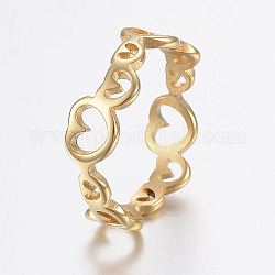 Revestimiento iónico (ip) 304 anillas de acero inoxidable, hueco, corazón, dorado, tamaño de 8, 18mm