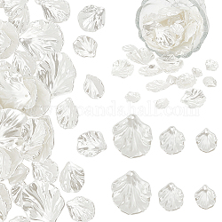 Ph pandahall 150 Uds cuentas de hojas 3 tamaños conchas de perlas blancas amuletos de concha acrílica conchas de vieira de hoja colgantes de concha de almeja de imitación para collar de playa de verano climas de viento fabricación de joyas