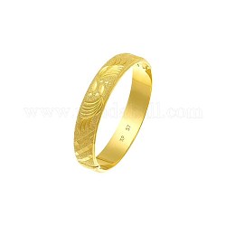 チャイニーズスタイルの真鍮製の腕輪  テクスチャ  ゴールドカラー  内径：2-1/4インチ（5.7cm）