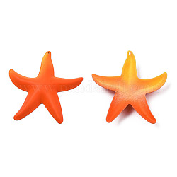 Gros pendentifs en fer peint par pulvérisation, étoiles de mer, orange foncé, 50x46.5x6mm, Trou: 1mm
