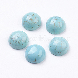 Natural Howlite Cabochons, Half Round, Dyed, 14x6.5mm