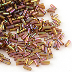 Perles de clairon en verre plaqué couleur ab, couleurs transparentes arc, rouge indien, 6x2mm, Trou: 1mm, environ 450 g /sachet , environ 10000 pcs / sachet 