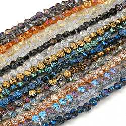 Chapelets de perles en verre transparent électrolytique, rose, mixedstyle, couleur mixte, 6x7x3.5mm, Trou: 1mm, Environ 110 pcs/chapelet, 25.20 pouce (64 cm)