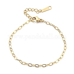 304 pulsera de cadena tipo cable de acero inoxidable para mujer., dorado, 7-5/8 pulgada (19.4 cm)