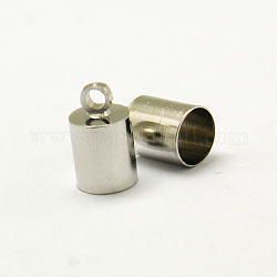 6mm Brass Cord End Caps, Platinum, 10x6mm, hole: 1mm