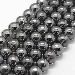 Chapelets de perles de cristal de quartz naturel électrolytique, ronde, gris ardoise, 8mm, Trou: 0.8mm, Environ 49 pcs/chapelet, 15.7 pouce