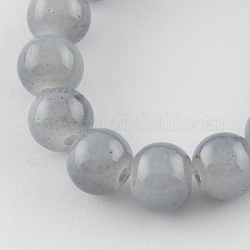 Chapelets de perles en verre imitation jade, peint à la bombe, ronde, gris clair, 8mm, Trou: 1.3~1.6mm, Environ 100 pcs/chapelet, 31.4 pouce
