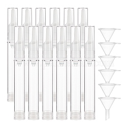 Botellas de plástico transparentes dewar, frascos de tubo de crema para ojos vacíos, con tolva de embudo de plástico transparente, Claro, 15x1.9 cm, capacidad: 15 ml, 12 pcs
