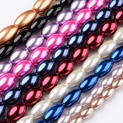 Fili di perle di vetro di grado A, riso, colore misto, 10~19x6~10mm, Foro: 1 mm, circa 21~40pcs/filo, 15.7 pollice~16.1 pollici