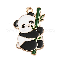 Ciondoli in lega, panda, oro chiaro, verde, 31x19x1mm, Foro: 2 mm