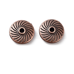Tibetan Style Alloy Beads, Cadmium Free & Lead Free, Flat Round, Red Copper, 11x4mm, Hole: 1.2mm