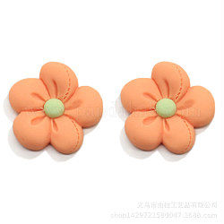 Cabujones de resina esmerilada, diy para pendientes y accesorios de horquillas, flor, naranja, 24x6mm