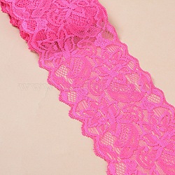 Elastischer Spitzenbesatz, Spitzenband zum Nähen von Dekorationen, tief rosa, 80 mm