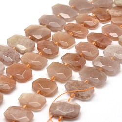Natürliche sunstone Perlen Stränge, facettiert, Rechteck, 15~20x20~26x6~8 mm, Bohrung: 2 mm, ca. 17~20 Stk. / Strang, 14.9 Zoll (38 cm)
