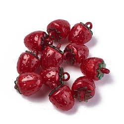 Corée acrylique pendentifs, fraise, rouge, 18.8x13.5x13.5mm, Trou: 3mm