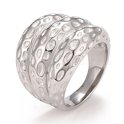 304 Stainless Steel Textured Chunky Finger Ring for Women, Stainless Steel Color, US Size 7 1/4(17.5mm)