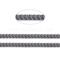Железные кубинские звенья цепи, толстые цепи, несварные, с катушкой, овальные, металлический черный, 7x5.5x1.6 мм, около 164.04 фута (50 м) / рулон