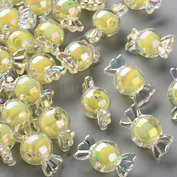 Transparente Acryl Perlen, Perle in Perlen, AB Farbe, Süßigkeiten, Gelb, 11.5x21.5x11.5 mm, Bohrung: 2.5 mm, ca. 393 Stk. / 500 g