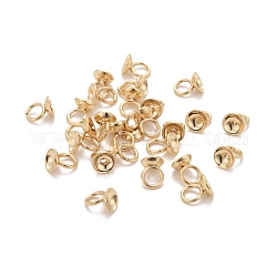 201 perline pendenti in acciaio inossidabile, per ciondoli con coperchio a bolle di vetro globo, oro, 4x4mm, Foro: 1.2 mm