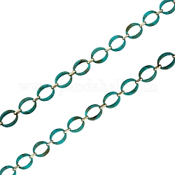 Catene a maglie in stile gemma imitazione fatte a mano, anelli di collegamento in acrilico e plastica ccb, ovale, verde mare chiaro, 39x34x7mm, 19x12x4.5mm, circa 6.56 piedi (2 m)/filo