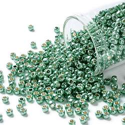 Toho perles de rocaille rondes, Perles de rocaille japonais, (pf561) permafinish sarcelle aqua métallique, 8/0, 3mm, Trou: 1mm, à propos 222pcs / bouteille, 10 g / bouteille