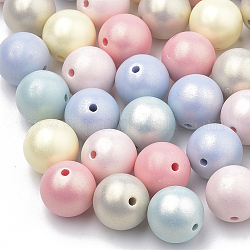 Perles acryliques de style peint par pulvérisation, caoutchouté, ronde, couleur mixte, 10mm, Trou: 1.5mm, environ 950 pcs/500 g