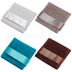 Nbeads 4sets 4 цвета бархатная сумка для хранения ювелирных изделий, квадратный, разноцветные, 9x9x1.3 см, 1set / цвет