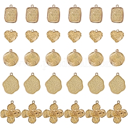 Ciondoli in resina epossidica, con pendenti in lega leggera color oro chiaro, forme misto, kaki scuro, 7.4x7.3x2.5cm, 30pcs/scatola
