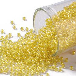 Toho runde Saatperlen, japanische Saatperlen, (349) Innenfarbe Kristall / Gold ausgekleidet, 11/0, 2.2 mm, Bohrung: 0.8 mm, ca. 1110 Stk. / 10 g