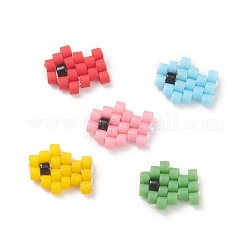 Handmade Japanese Seed Beads, Loom Pattern, Fish, Mixed Color, 7x8x1.5mm
