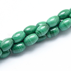 Natural Malachite Beads Strands, Rice, 6x4~4.5mm, Hole: 0.6mm, about 64pcs/strand, 15.35 inch(39cm)