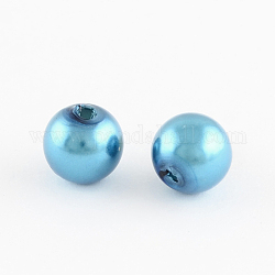 Perles rondes en plastique ABS imitation perle, bleu profond du ciel, 20mm, Trou: 2.5mm, environ 120 pcs/500 g