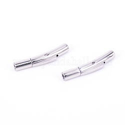 Stainless Steel Bayonet Clasps, Column, Stainless Steel Color, 25x5.5x4mm, Hole: 2mm