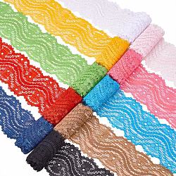 Ribete elástico de encaje, cinta de encaje para coser la decoración, color mezclado, 55mm, 1 yarda (0.9144m) / color, 24 yardas (21.95m) / set