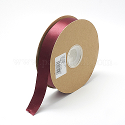 Ruban coréen 100% polyester, ruban de satin à face unique, rouge foncé, 1 pouce (25 mm), environ 50 yards / rouleau