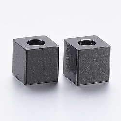 304 из нержавеющей стали бусы, кубические, электрофорез черный, 6x6x6 мм, отверстие : 3 мм