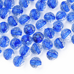 Abalorios de acrílico transparentes, redondo, facetados, azul real, 8mm, agujero: 1.6 mm, aproximamente 1810 unidades / 500 g