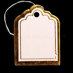 Rectangle Blank Hang tag, Jewelry Display Paper Price Tags, with Cotton Cord, Golden, 23x17.5x0.2mm, Hole: 2mm, 500pcs/bag
