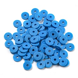 Abalorios de arcilla polimérica hechos a mano, Para suministros de manualidades de joyería diy, disco / plano y redondo, abalorios heishi, azul dodger, 6x1mm, agujero: 1.5 mm, aproximamente 10000 unidades / bolsa
