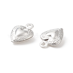 304 charms in acciaio inox, cuore, argento, 12x9x3mm, Foro: 1 mm