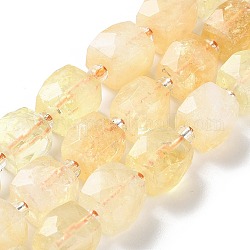 Chapelets de perles de citrine naturelle, avec des perles de rocaille, cube, facette, 9.5~11x9.5~10.5x9.5~10.5mm, Trou: 1.2mm, Environ 29 pcs/chapelet, 15.35~15.67'' (39~39.8 cm)