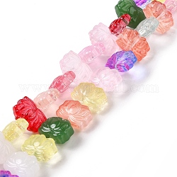 Chapelets de perles en verre transparente  , lotus, colorées, 10x14x7mm, Trou: 0.8mm, Environ 38 pcs/chapelet, 14.17 pouce (36 cm)