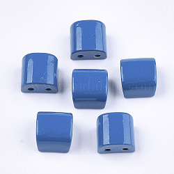 Enlaces de múltiples hilos de aleación pintados con spray, para la fabricación de pulseras elásticas de azulejos, semicírculo, acero azul, 8x8x6mm, agujero: 1.2 mm