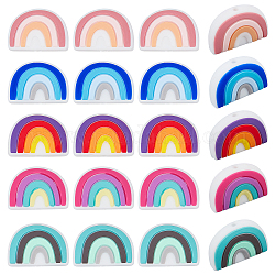 CHGCRAFT 20Pcs 5 Colors Rainbow Silicone BeadsMulticolor Beads Silicone DIY Jewelry Silicone Beads Round Spacer Beads for Card Holder Nursing Necklaces Bracelets Making, 18x25x9mm