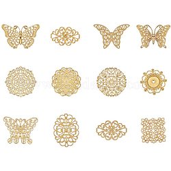 Collegamenti in ottone filigrana, forme misto, oro, 8.2x8.2x2.7cm, 72 pc / set