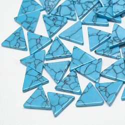 Cabochons turchese sintetico, tinto, triangolo, cielo blu profondo, 10x11x2mm