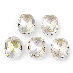 K9 Glass Rhinestone Cabochons, Pointed Back & Back Plated, Faceted, Rectangle, Jonquil, 10x8x5mm