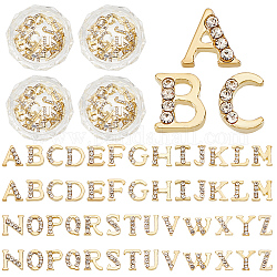 OLYCRAFT 104pcs (4 Sets) Gold Rhinetone Letters Nail Studs 26-Letters Charms with Rhinestone A~Z Letter Rhinestone Resin Fillers Gold Alphabet Nail Charms for Nail Arts Decoration Resin Jewelry Making